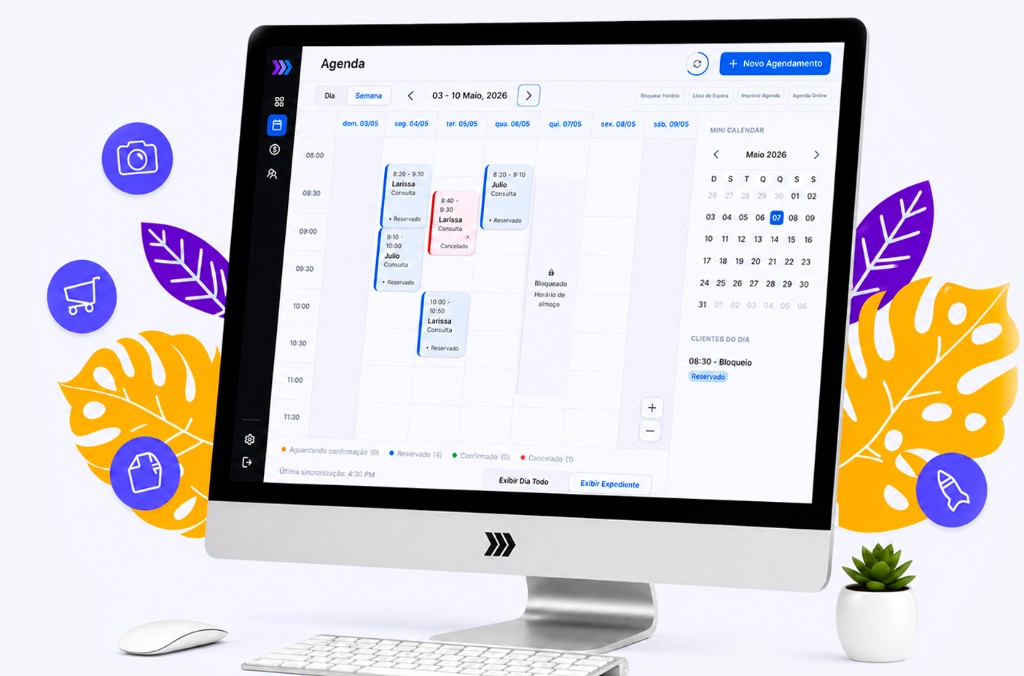 Interface da agenda em um iMac